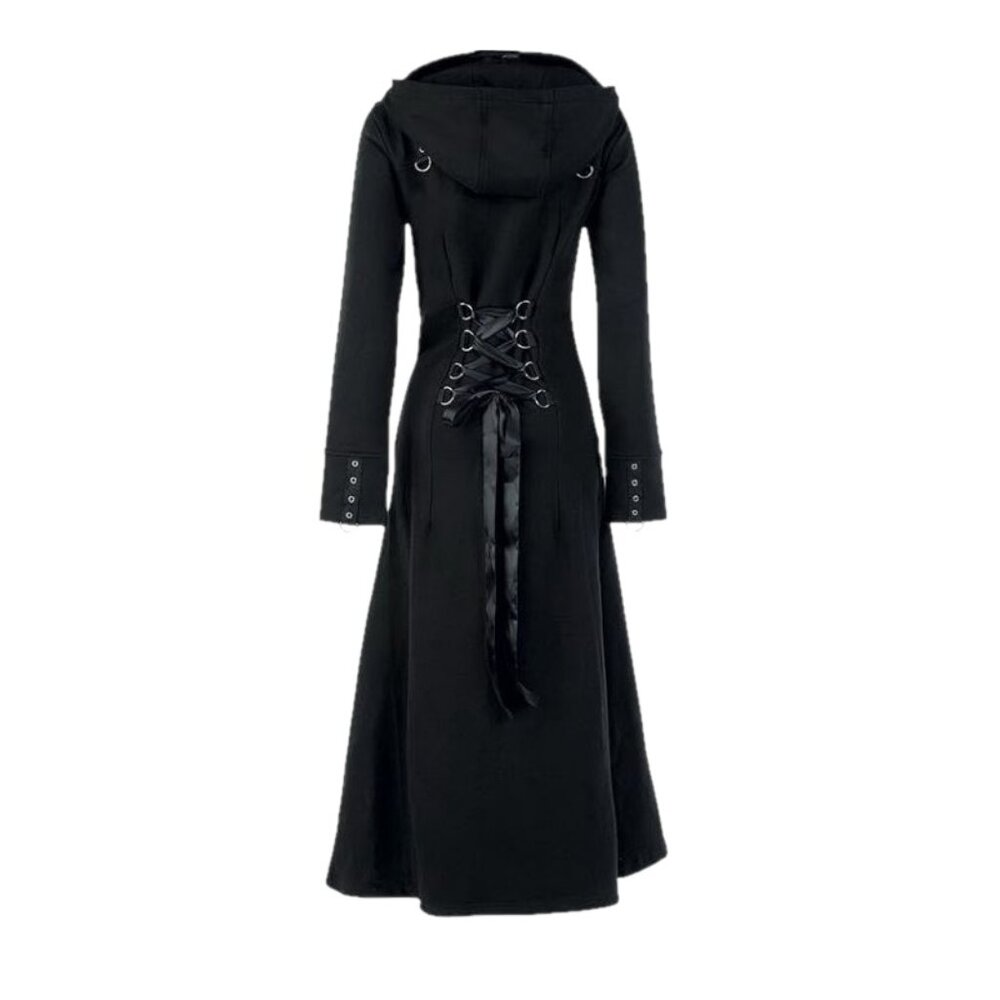 DarkChic Women's Raven black gothic corset lace-up back coat L